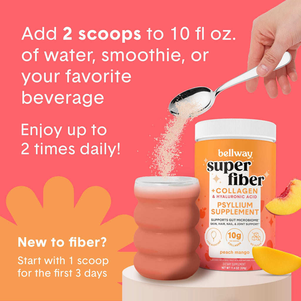 Back view of Bellway Super Fiber Collagen container showing directions