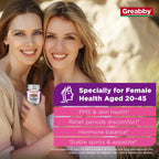 Greabby vegan friendly female balance gummies container highlighting vitamin B6 benefit