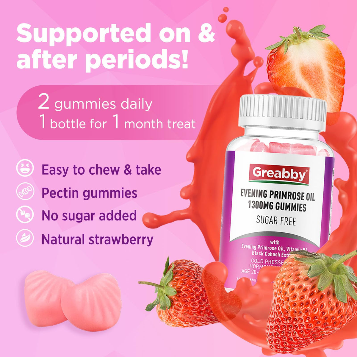 Greabby cold pressed evening primrose oil dietary supplements top angle shot