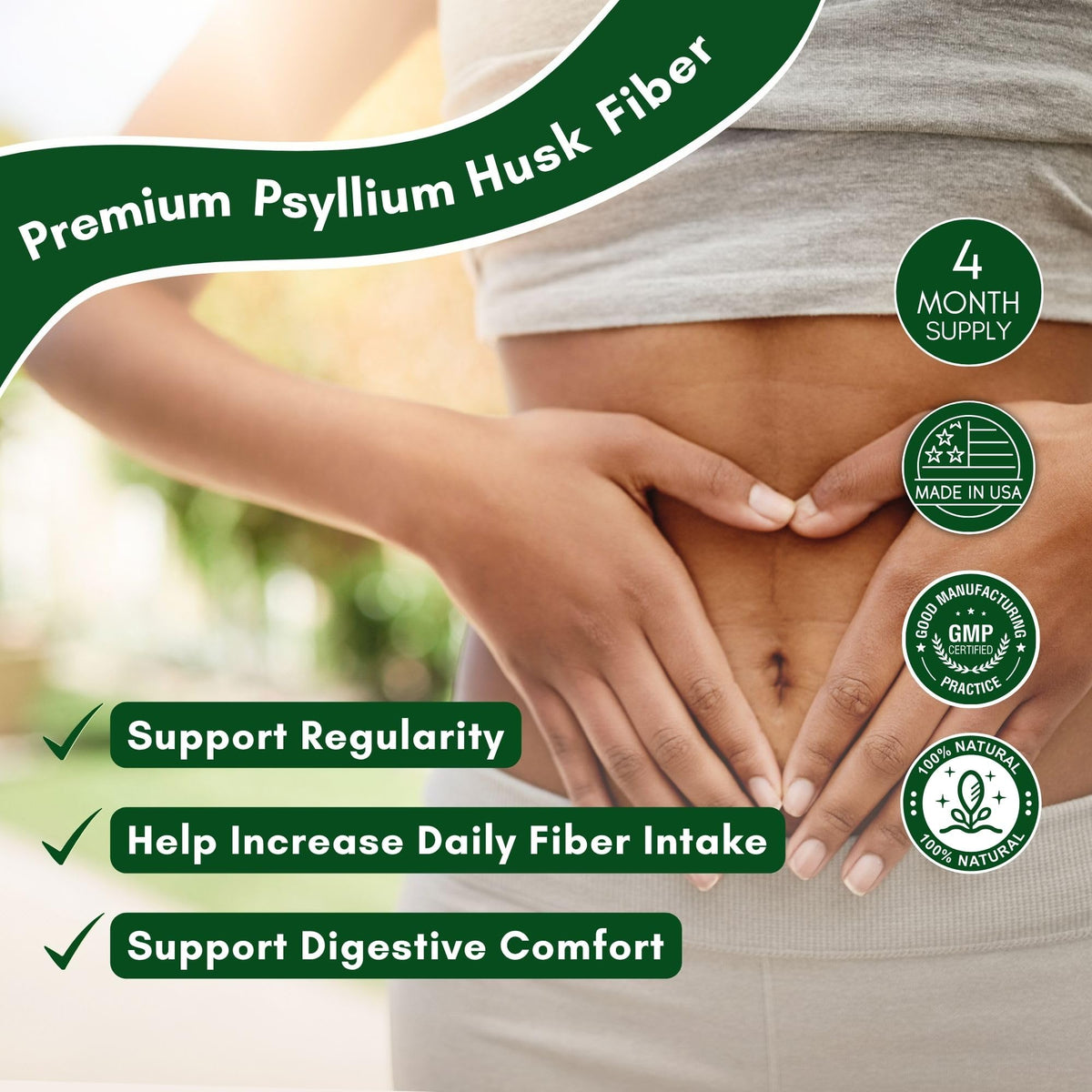 Side view of NutriONN 240 capsule fiber supplement bottle