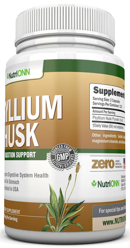 NutriONN 1450mg psyllium husk capsules nutritional information