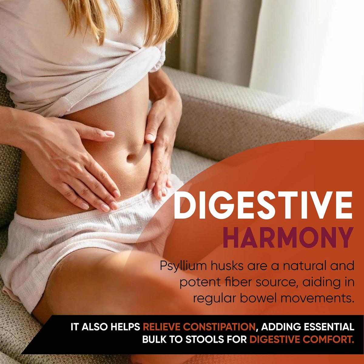 Natural psyllium husk fiber capsules for digestive health