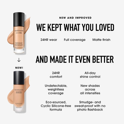 bareMinerals performance wear liquid makeup packaging box and bottle