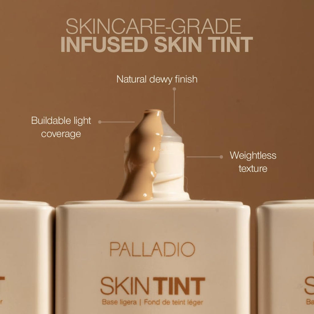 Palladio lightweight skin tint in Light Ivory shade displayed on a clean background.
