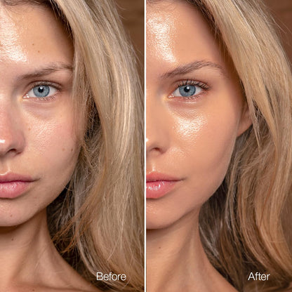 Hydrating skin tint foundation with niacinamide and aloe vera packaging close up.