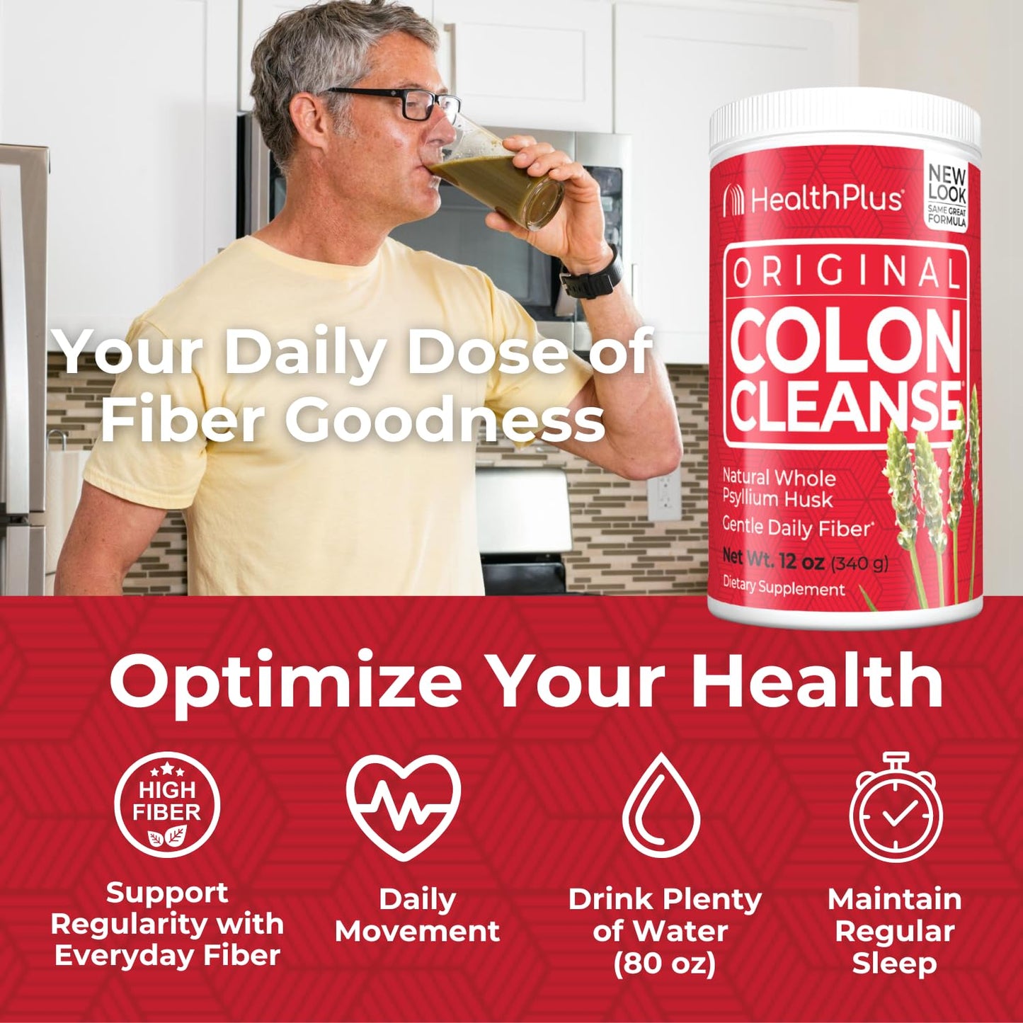 Health Plus Colon Cleanse natural detox fiber packaging details