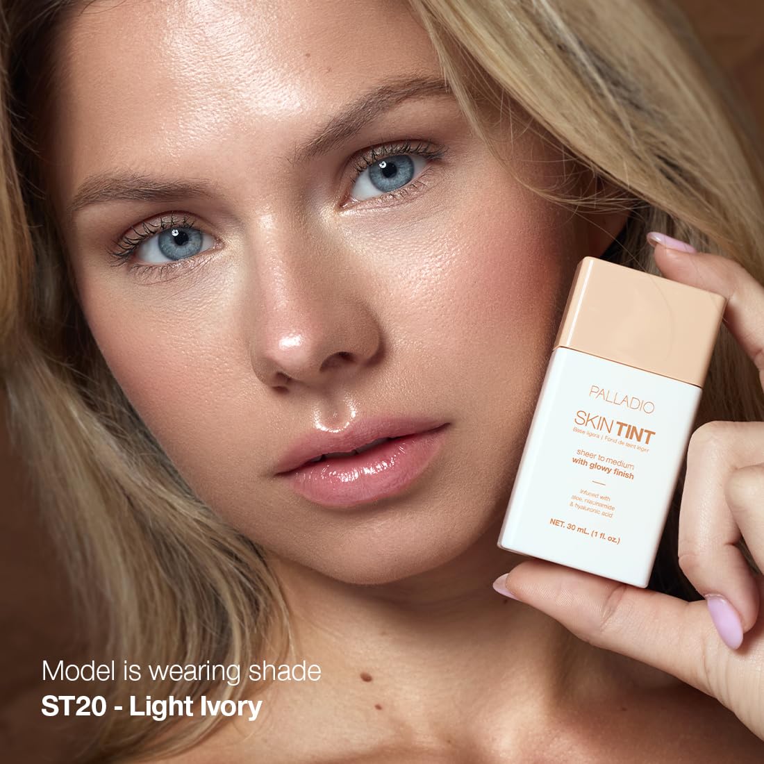 Clean beauty vegan skin tint foundation for brightening and blurring.