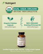 USDA Organic certified liquid capsules packaging of Nutrigent evening primrose oil