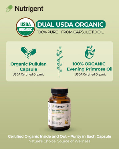 USDA Organic certified liquid capsules packaging of Nutrigent evening primrose oil