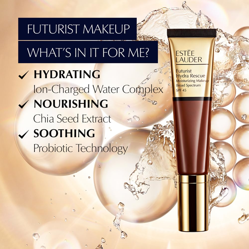 Estée Lauder Futurist Hydra Rescue 2N1 Desert Beige foundation shade demonstration on the tube.