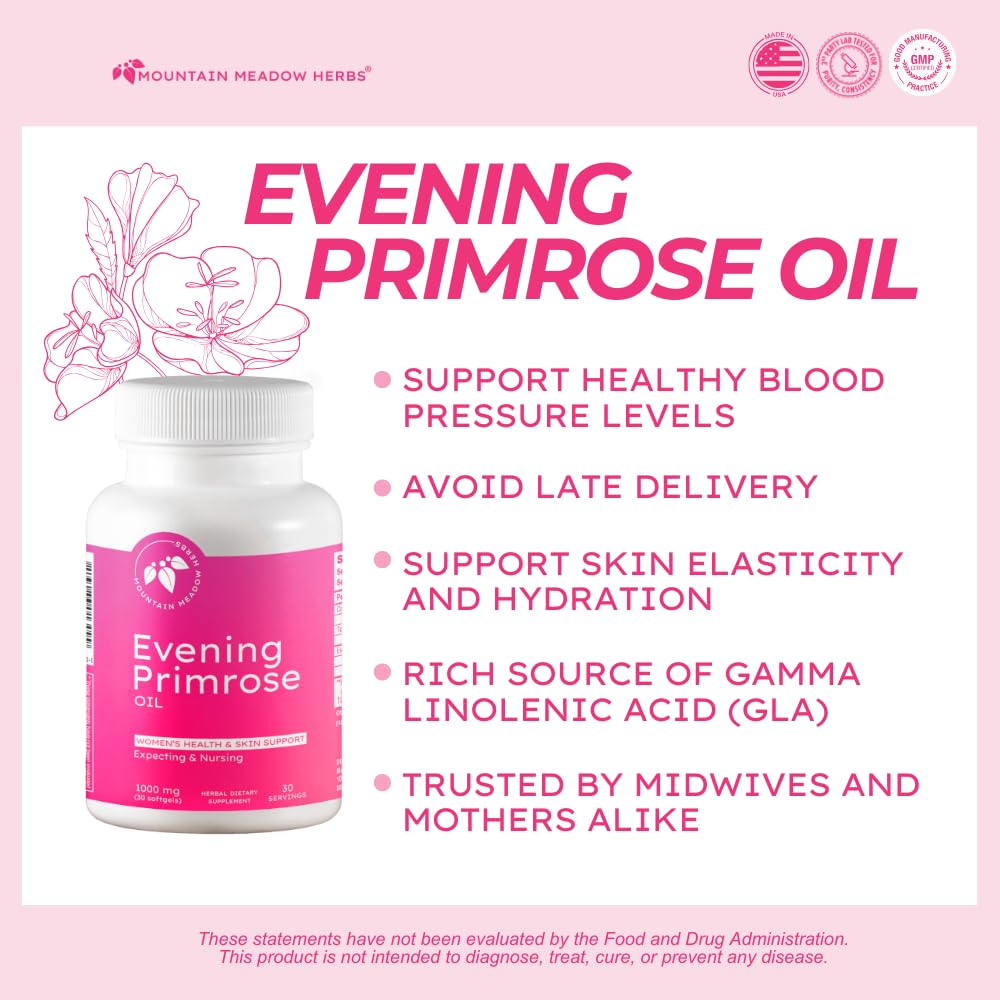 Mountain Meadow Herbs Evening Primrose Oil 30 softgels supplement facts label