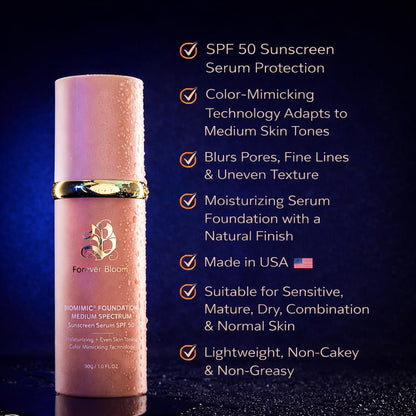 Forever Bloom color changing foundation serum cream dispensing on fingertips