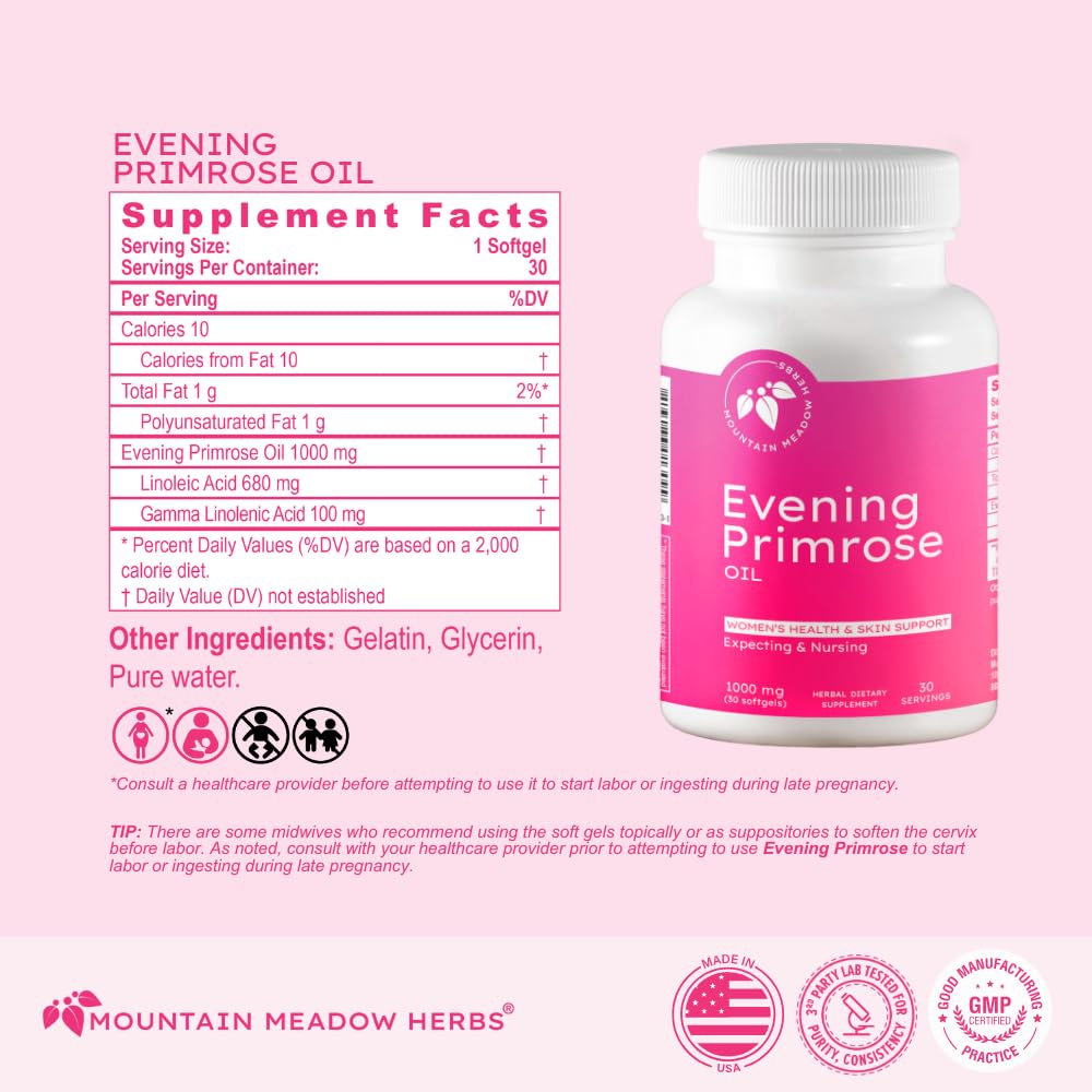 Gluten free evening primrose oil 1000mg hormonal balance supplement