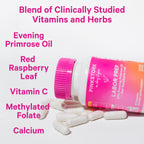 Pink Stork Evening Primrose Oil and Red Raspberry Leaf capsules supplement facts label