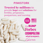 Authentic USA imported Pink Stork prenatal supplement bottle cap and neck seal close up