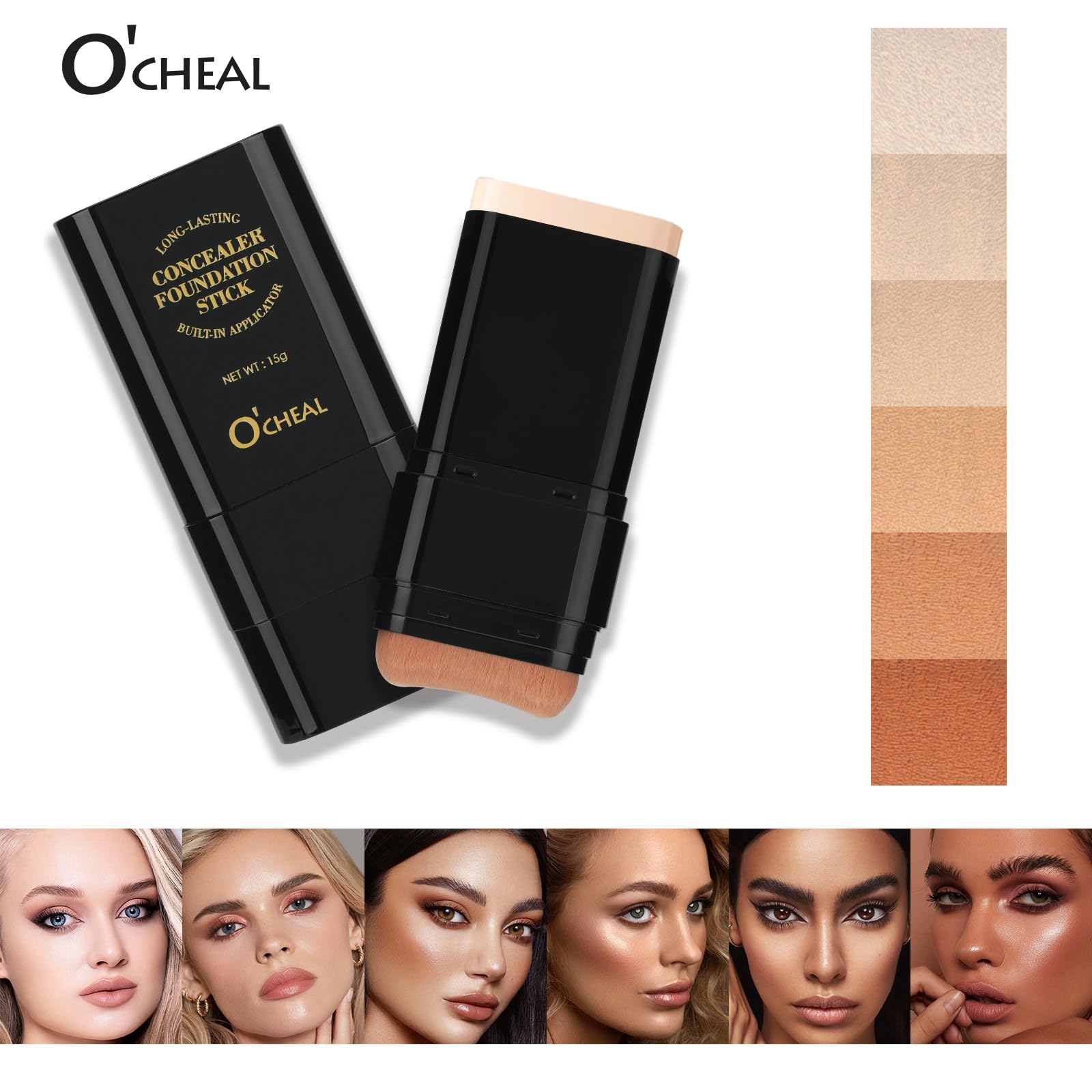 O'CHEAL waterproof long wear makeup stick showing twist up mechanism.