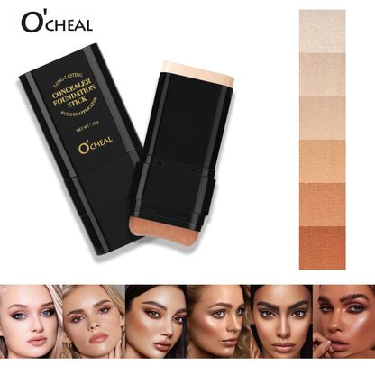 O'CHEAL waterproof long wear makeup stick showing twist up mechanism.