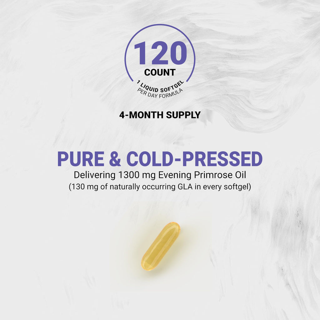 Naturalis pure evening primrose oil bottle showing the authentic imported packaging for Indian skincare and hormonal support.