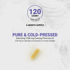 Naturalis pure evening primrose oil bottle showing the authentic imported packaging for Indian skincare and hormonal support.