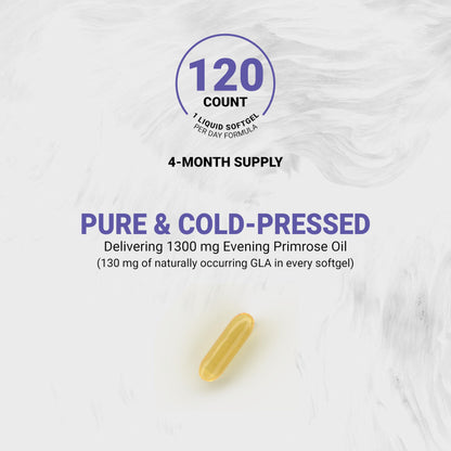 Naturalis pure evening primrose oil bottle showing the authentic imported packaging for Indian skincare and hormonal support.