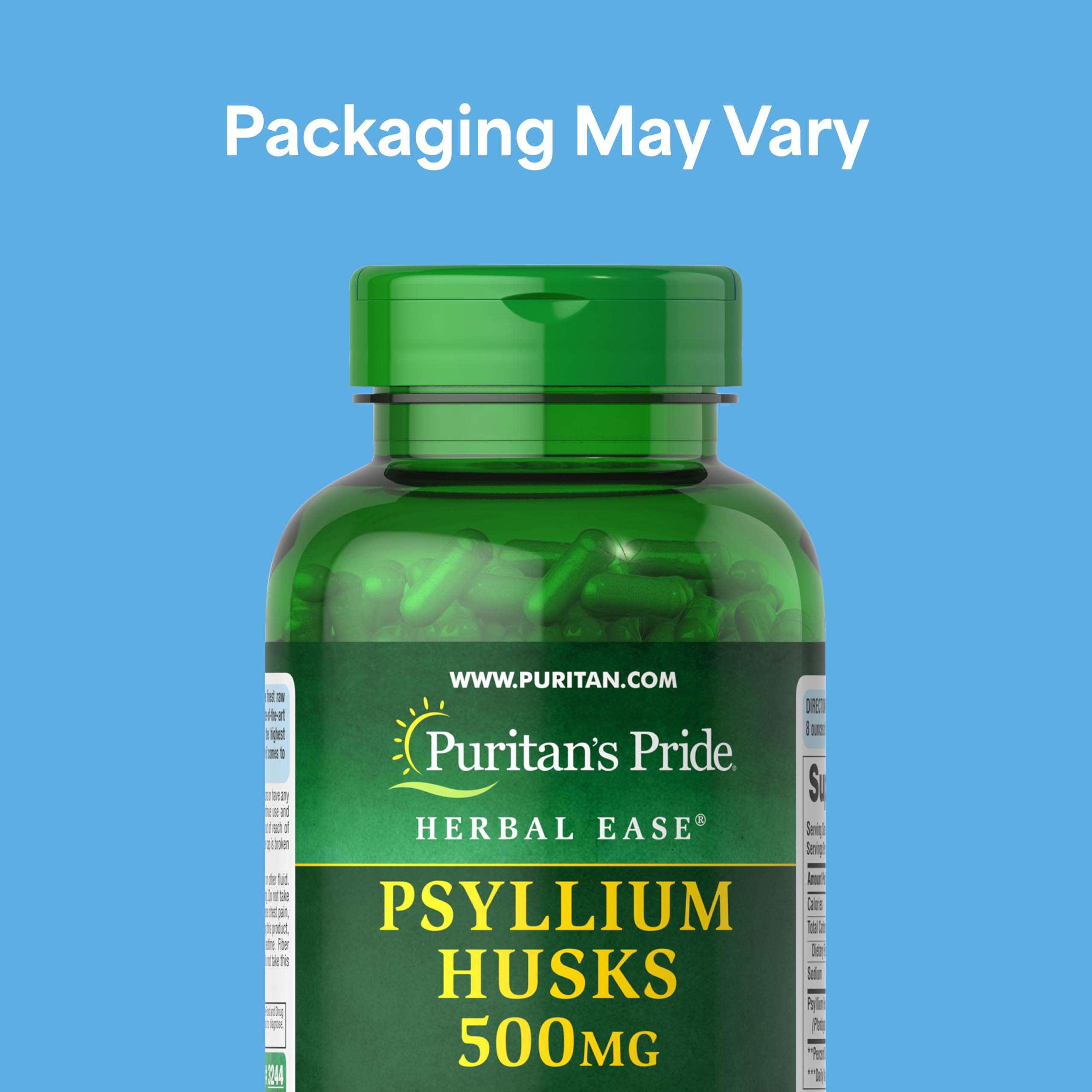 Puritan's Pride psyllium husk capsule bottle label detail