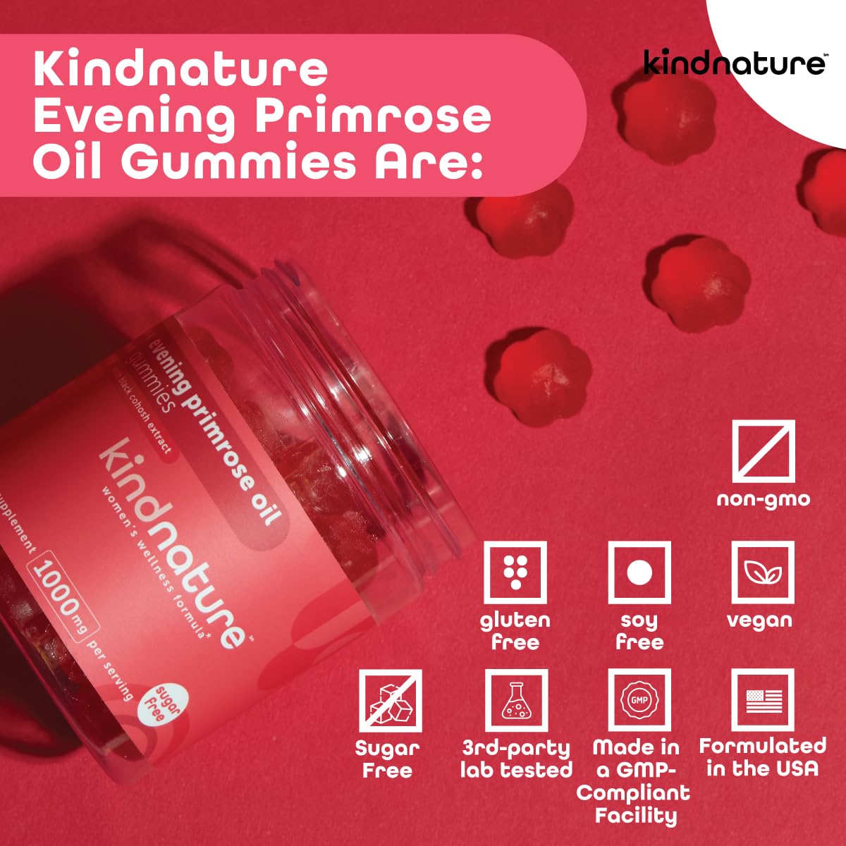 Kindnature imported USA authentic menopause and PMS support chewable strawberry vitamins