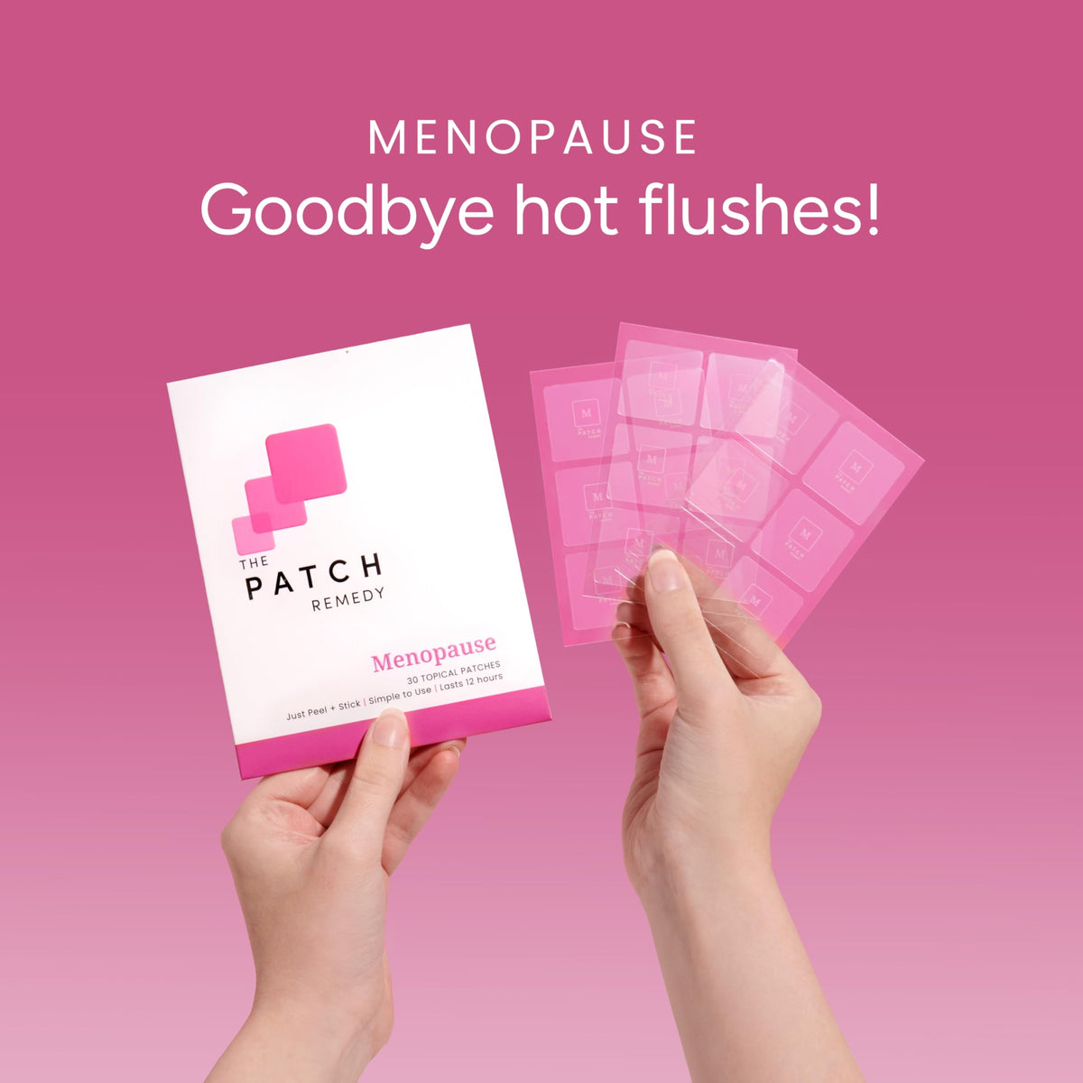 Meraki Brands Menopause topical patch back packaging showing ingredients like black cohosh and valerian