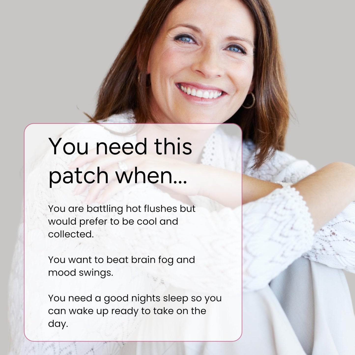 Close-up of a woman peeling a waterproof menopause patch from the backing sheet