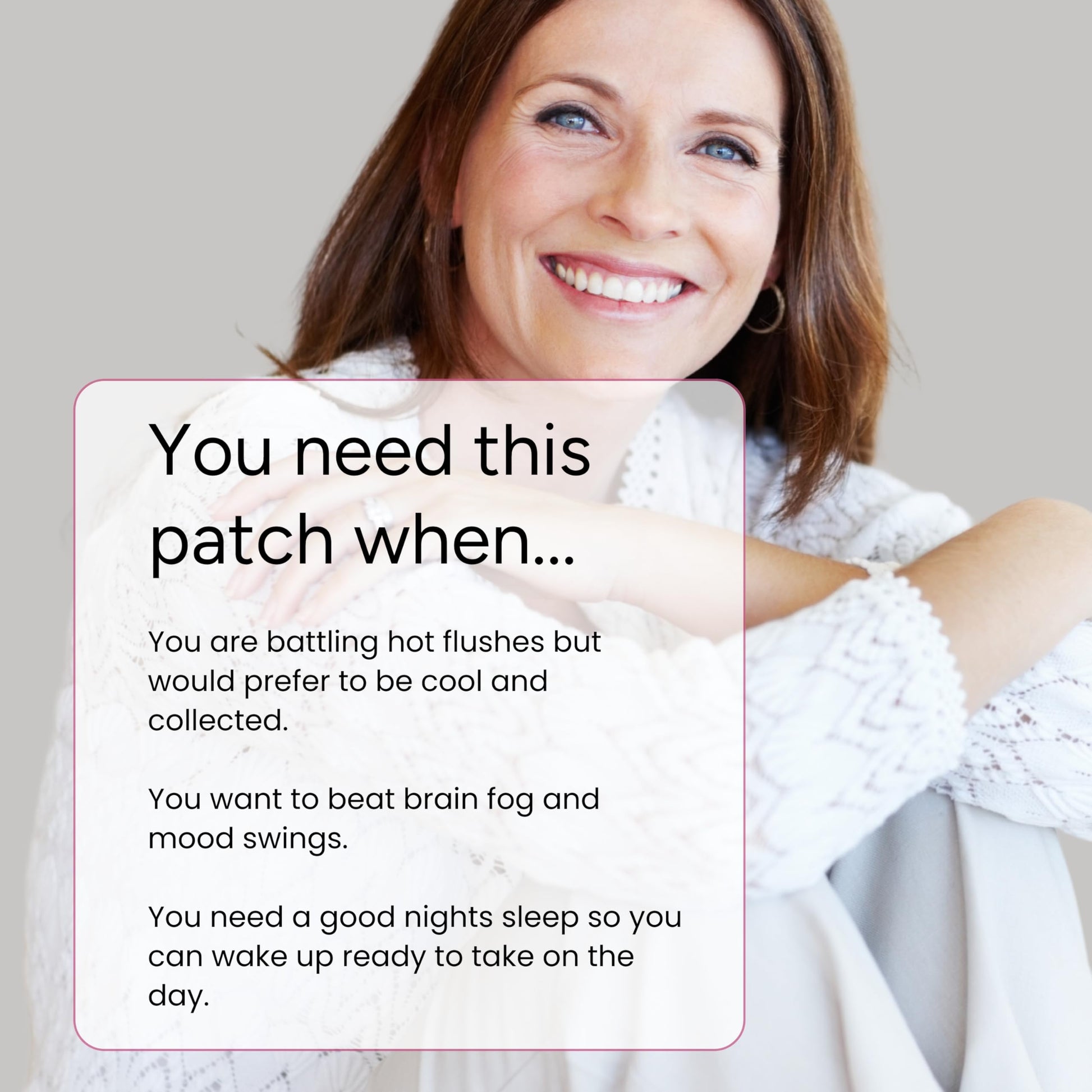 Close-up of a woman peeling a waterproof menopause patch from the backing sheet