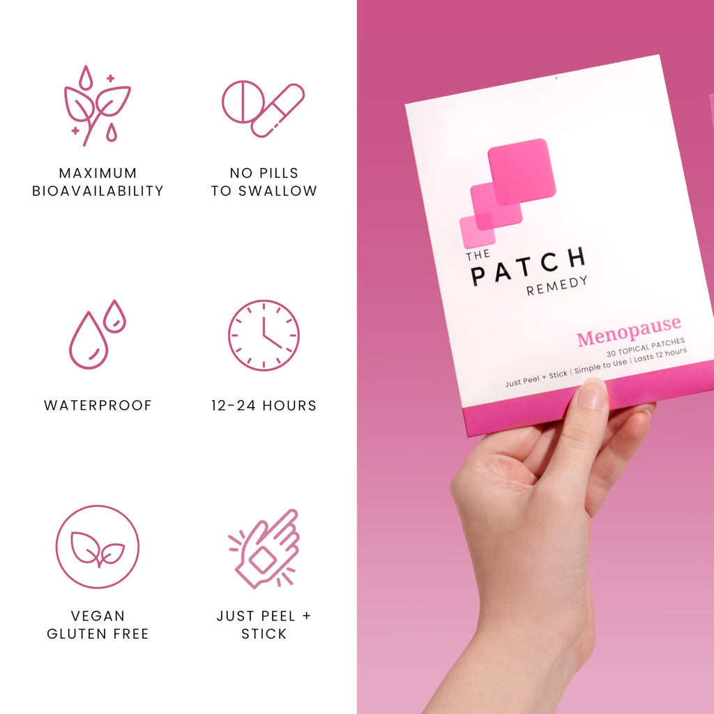 Meraki Brands wellness topical patch for hormone balance applied to a clean upper arm area