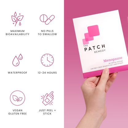 Meraki Brands wellness topical patch for hormone balance applied to a clean upper arm area
