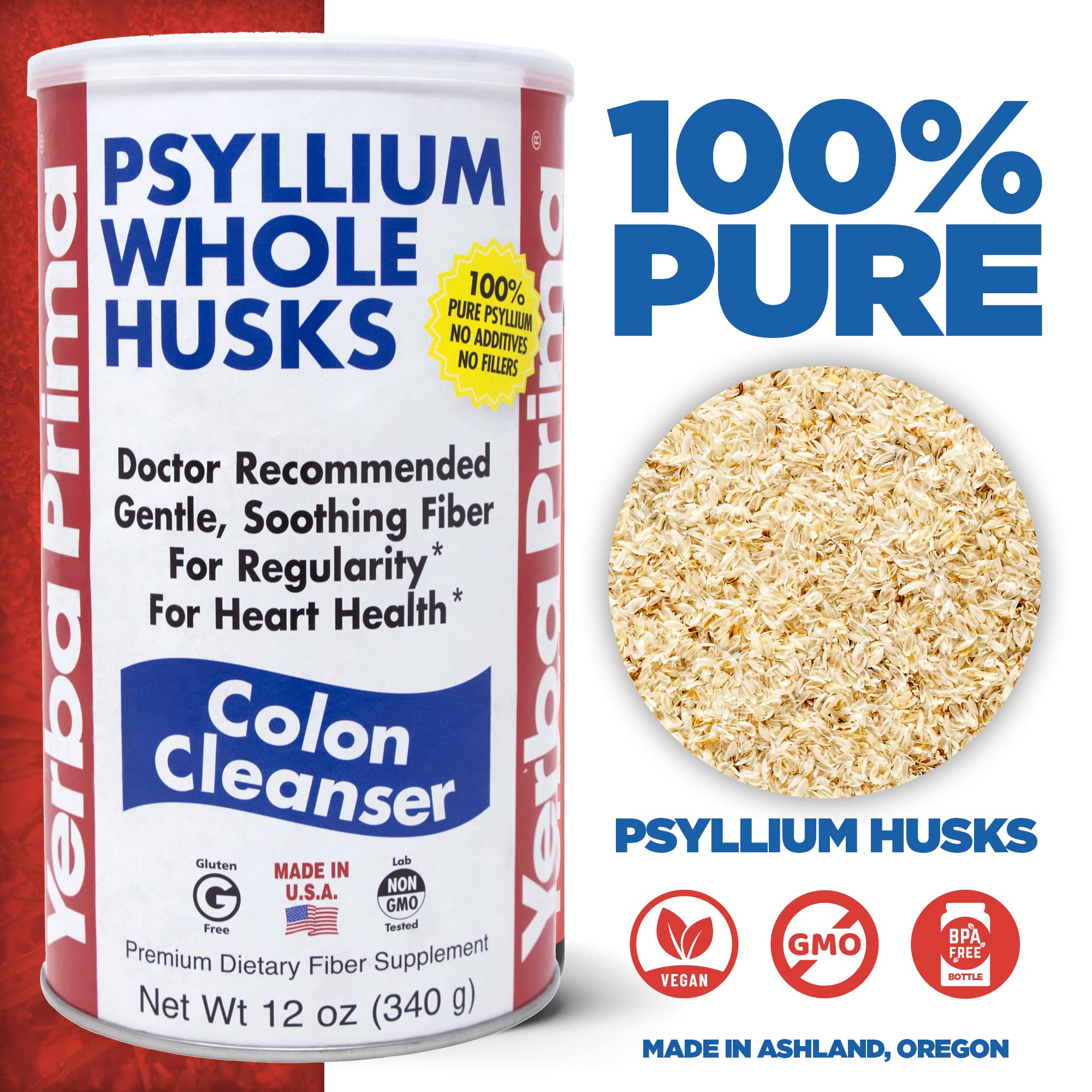 Two pack Yerba Prima Psyllium fiber supplement canisters