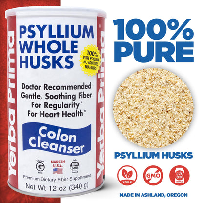 Two pack Yerba Prima Psyllium fiber supplement canisters