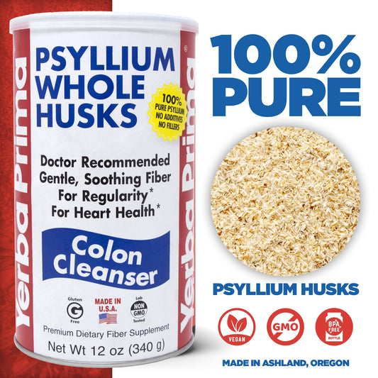 Two pack Yerba Prima Psyllium fiber supplement canisters