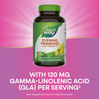 Adult dosage and safety warnings listed on the side label of Nature's Way Evening Primrose Max Strength