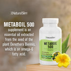 Authentic USA imported NaturalSlim Metaboil 500 softgels bottle on clean background
