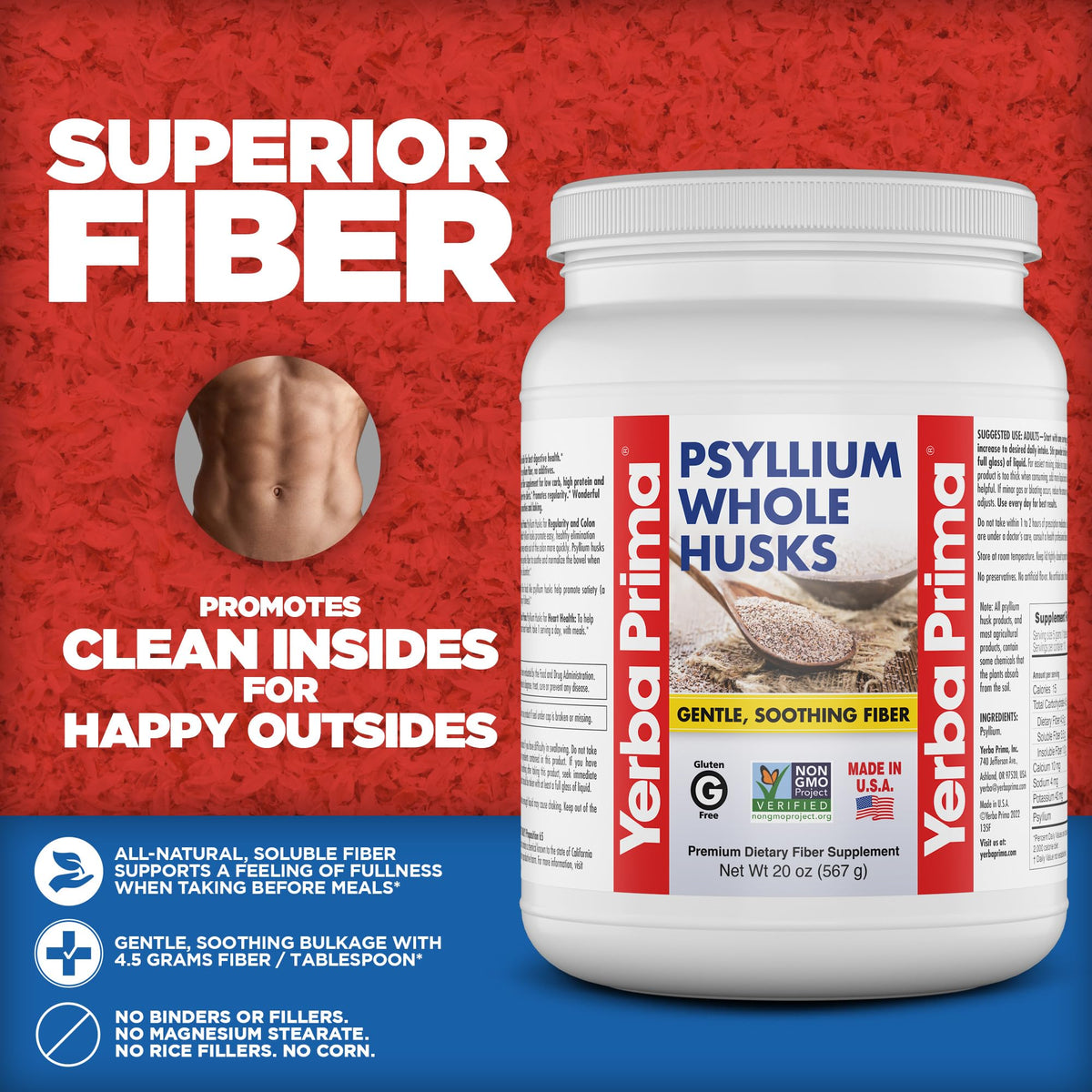 Close up of Yerba Prima psyllium fiber texture