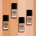 Wet N Wild Soft Beige foundation bottle next to a makeup sponge
