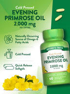 USA sourced Nature's Truth Evening Primrose Oil 2000mg capsules close up view