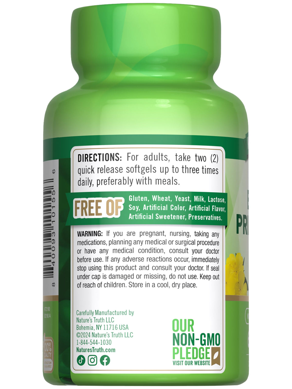 Nature's Truth premium herbal supplement cold pressed evening primrose oil bottle