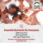 Gluten free and non GMO organic evening primrose oil capsules packaging details.