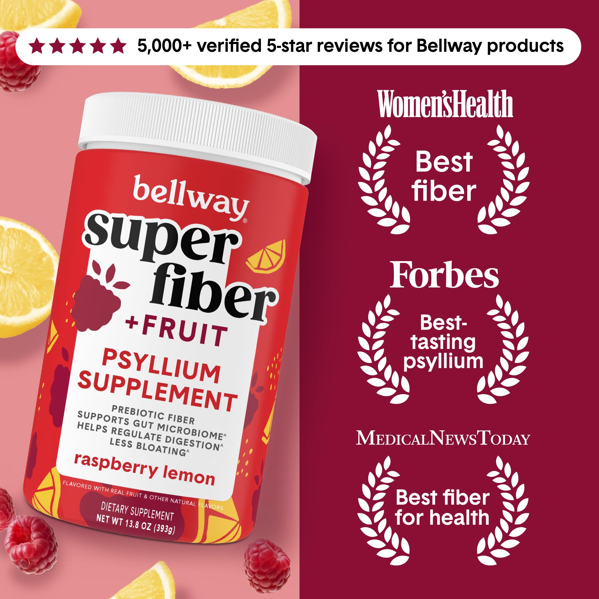 Bellway Super Fiber powder jar showing organic ingredients