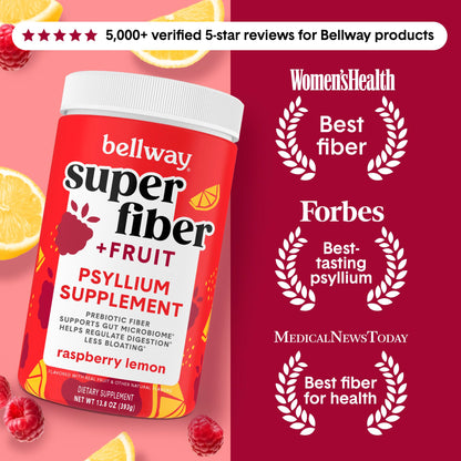 Bellway Super Fiber powder jar showing organic ingredients