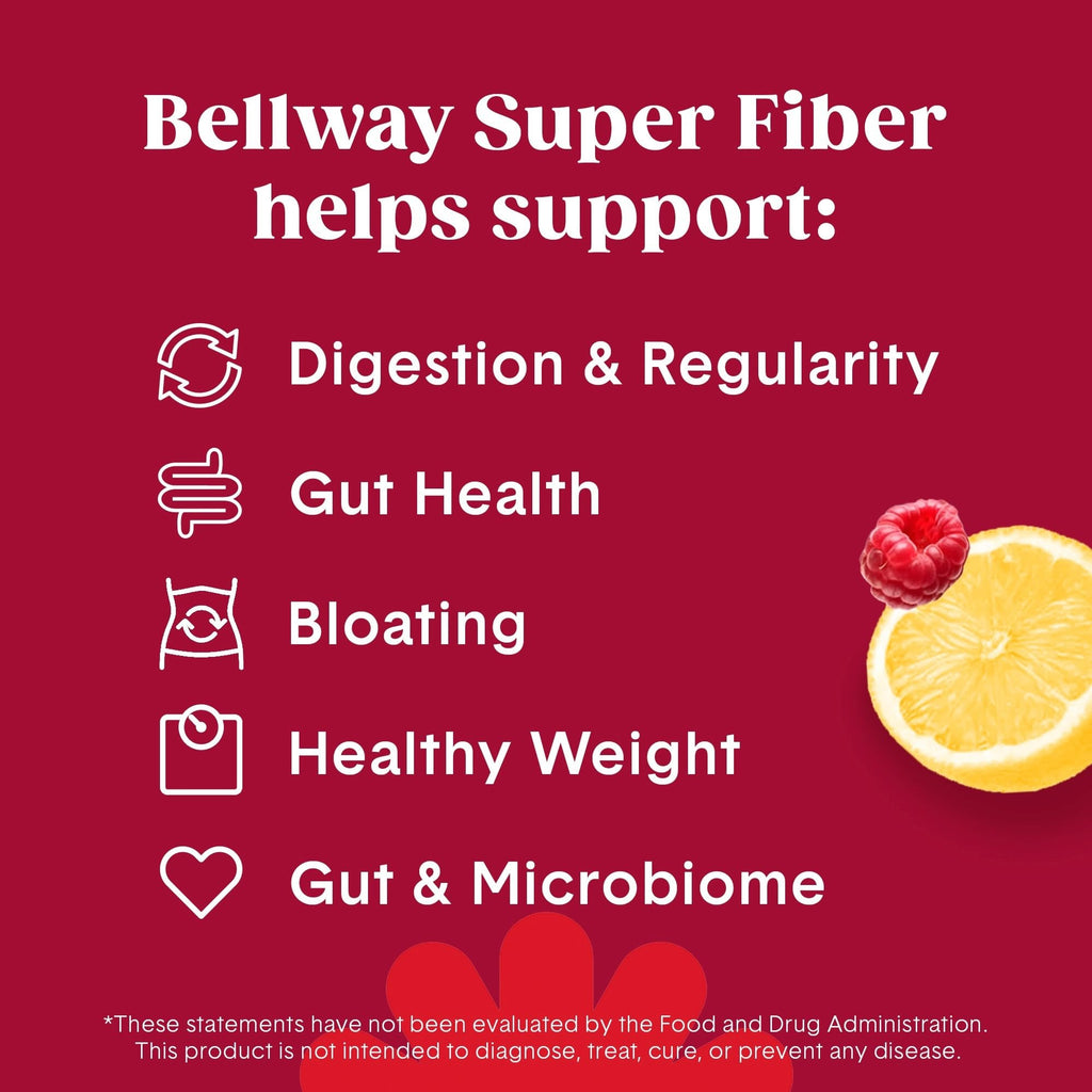 Bellway fiber supplement nutritional facts label close up
