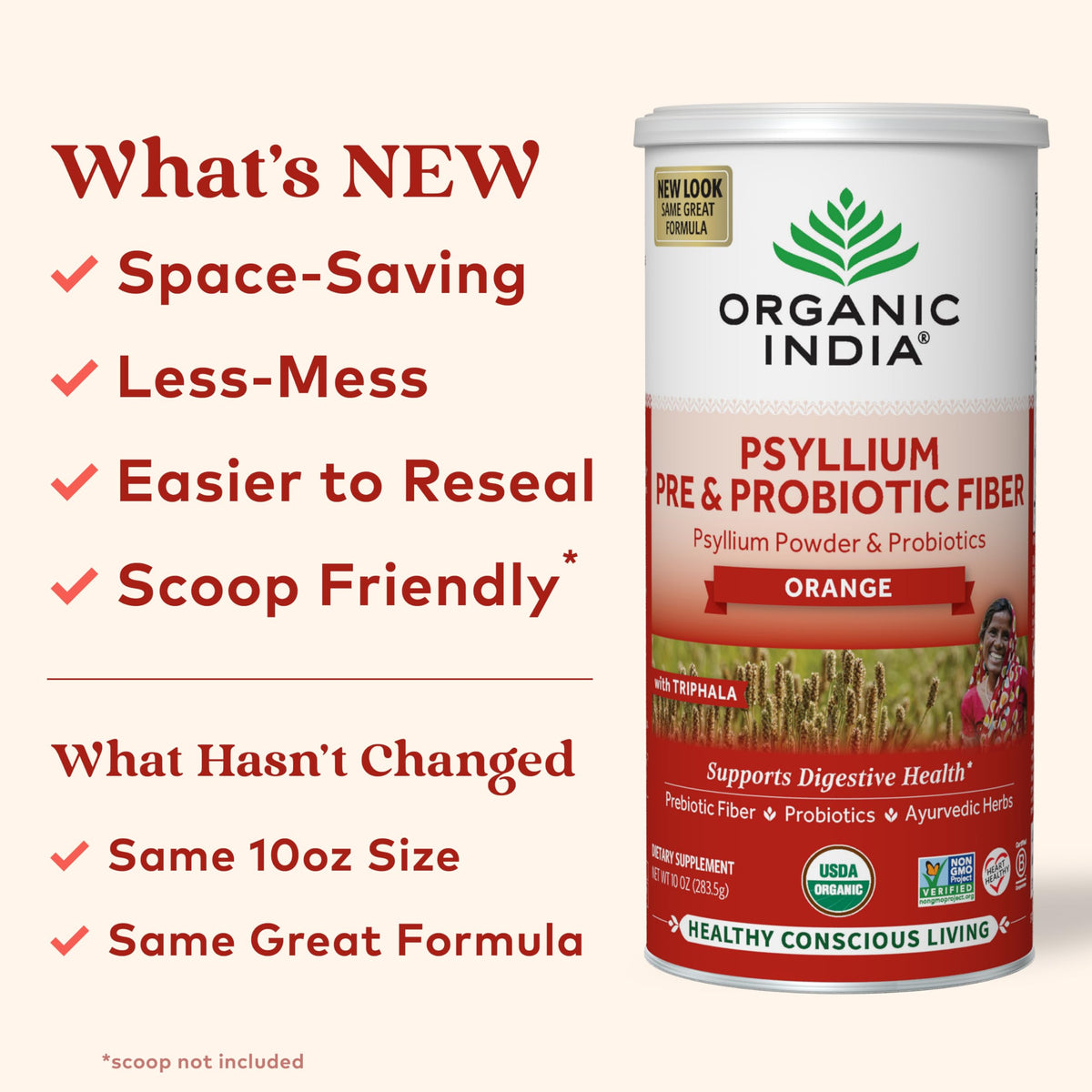 Organic India Psyllium Pre and Probiotic Fiber packaging details