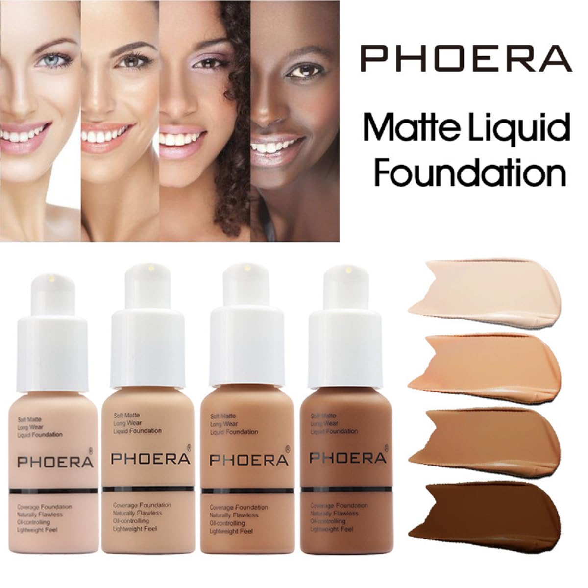 PHOERA full coverage twenty four hour oil control makeup bottle in shade one hundred two nude