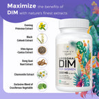 ThrivyThystle Liposomal DIM 1500mg complex highlighting evening primrose and black cohosh details.