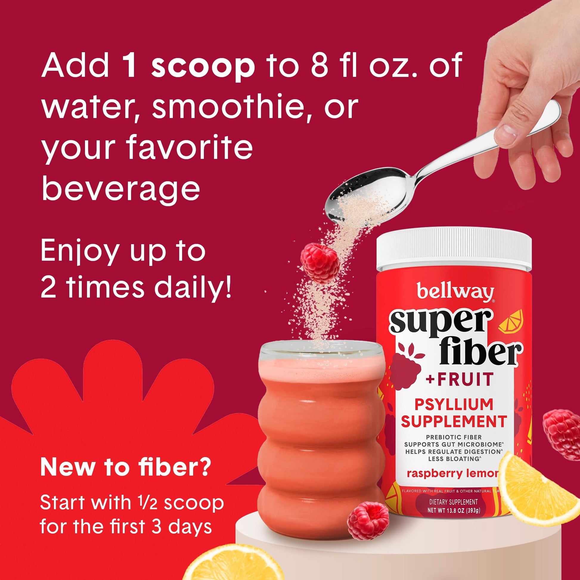 Scoop of Bellway Super Fiber powder texture and color