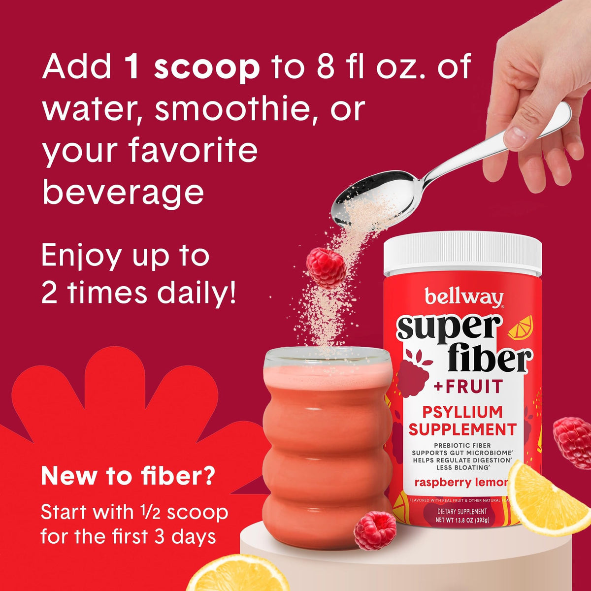 Scoop of Bellway Super Fiber powder texture and color