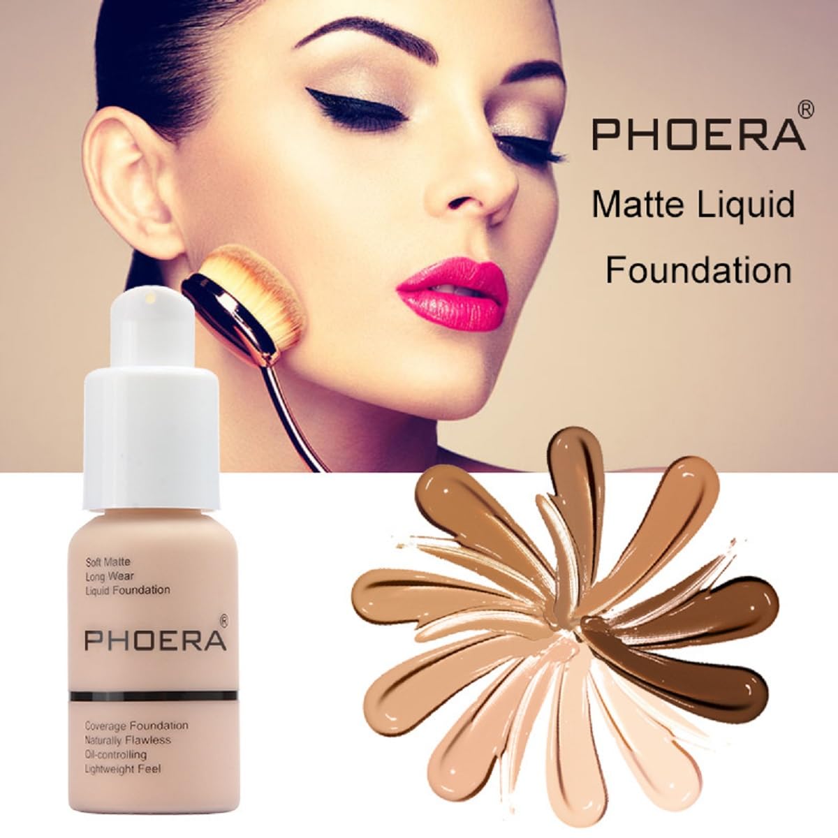 Close up of the pump dispenser on the Meifen PHOERA makeup bottle
